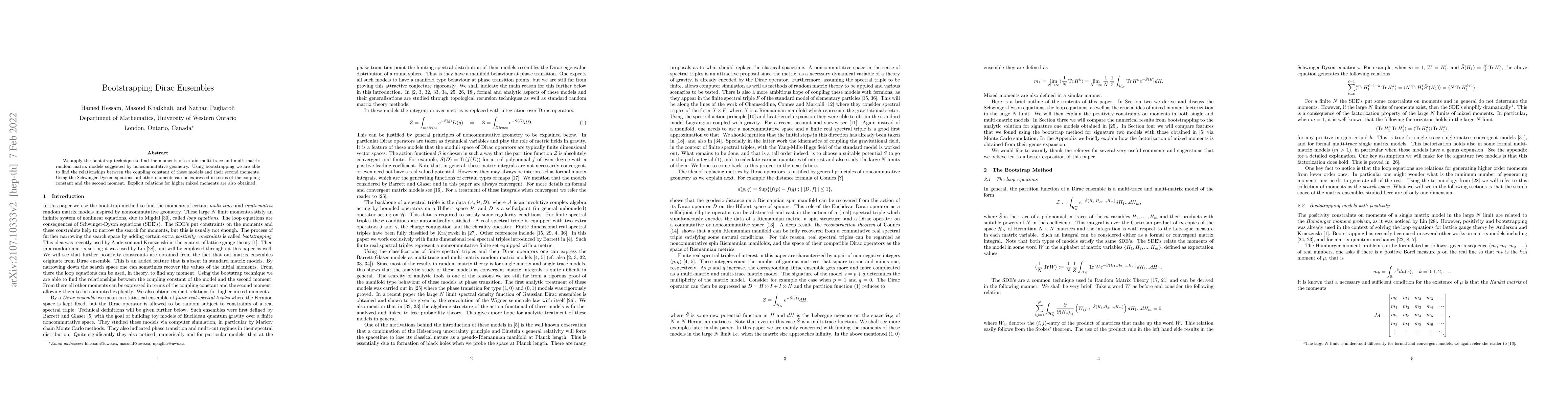 Thumbnail for Bootstrapping Dirac Ensembles