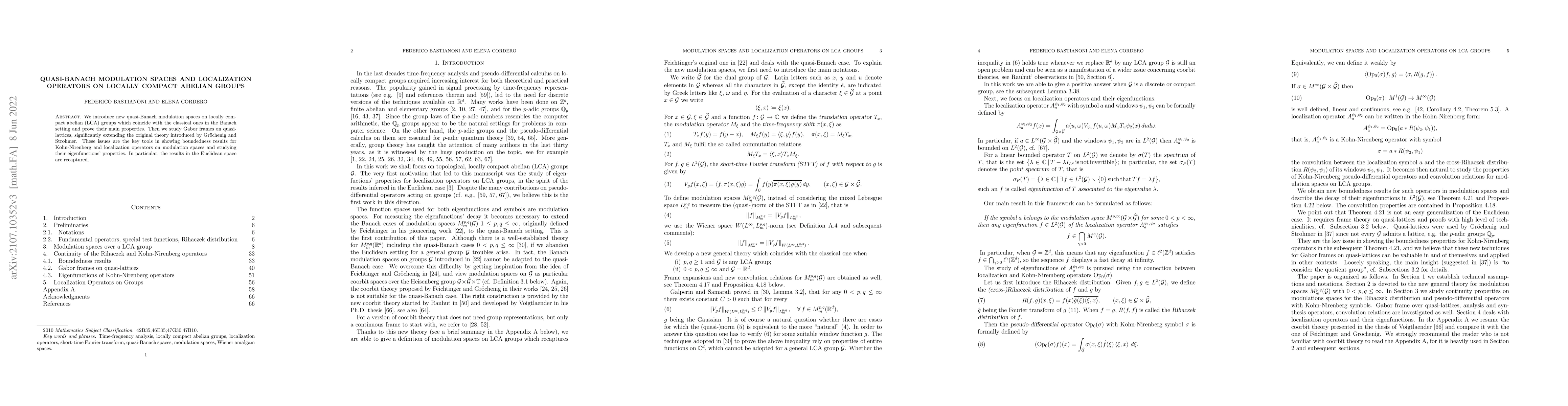 Thumbnail for Quasi-Banach modulation spaces and localization operators on locally
  compact abelian groups