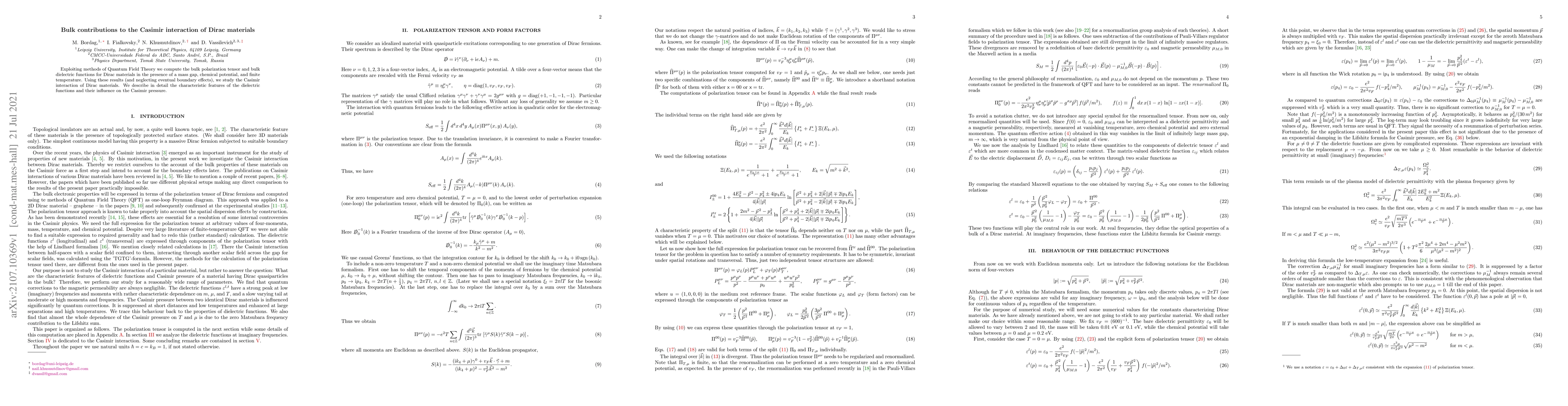 Thumbnail for Bulk contributions to the Casimir interaction of Dirac materials
