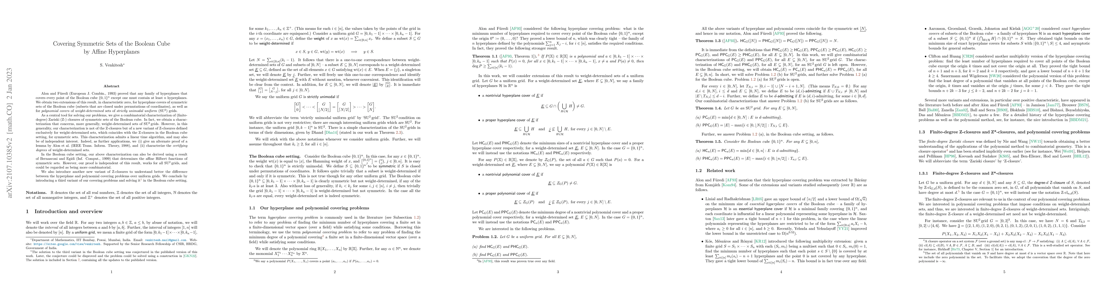 Thumbnail for Covering Symmetric Sets of the Boolean Cube by Affine Hyperplanes