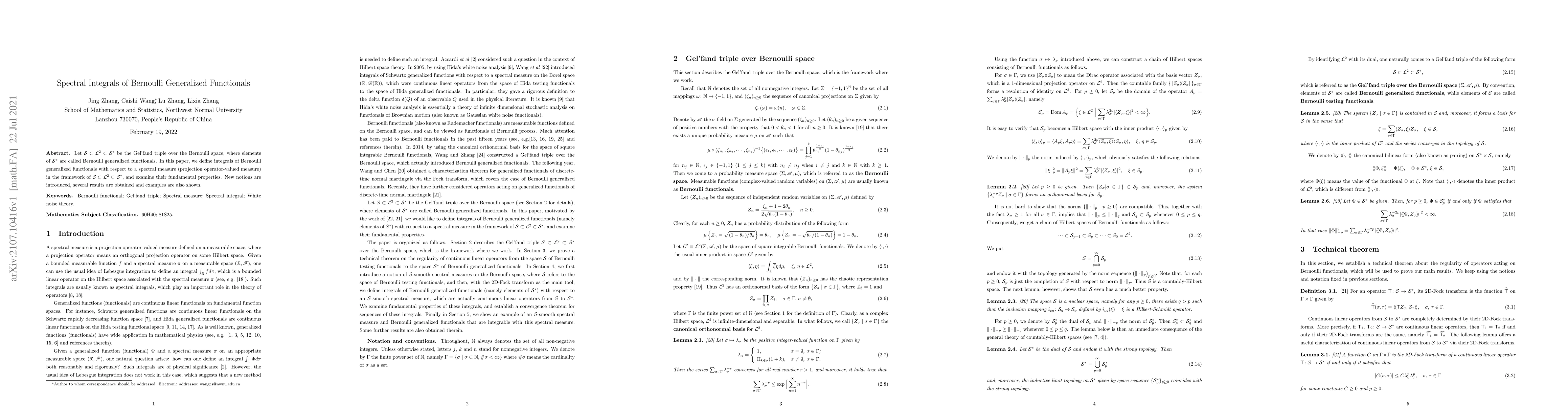 Thumbnail for Spectral Integrals of Bernoulli Generalized Functionals