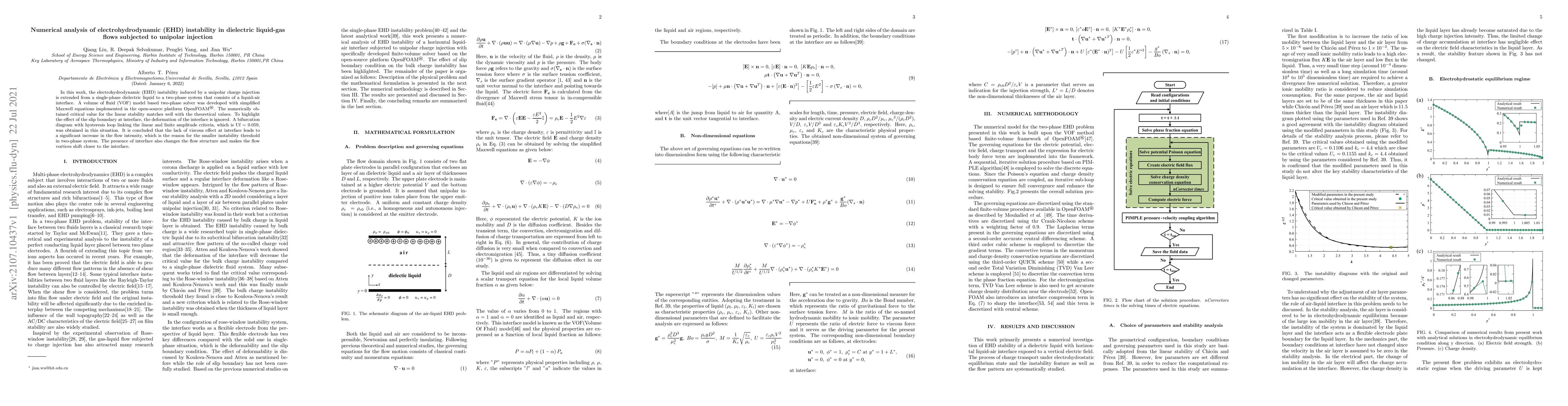 Thumbnail for Numerical analysis of electrohydrodynamic (EHD) instability in
  dielectric liquid-gas flows subjected to unipolar injection