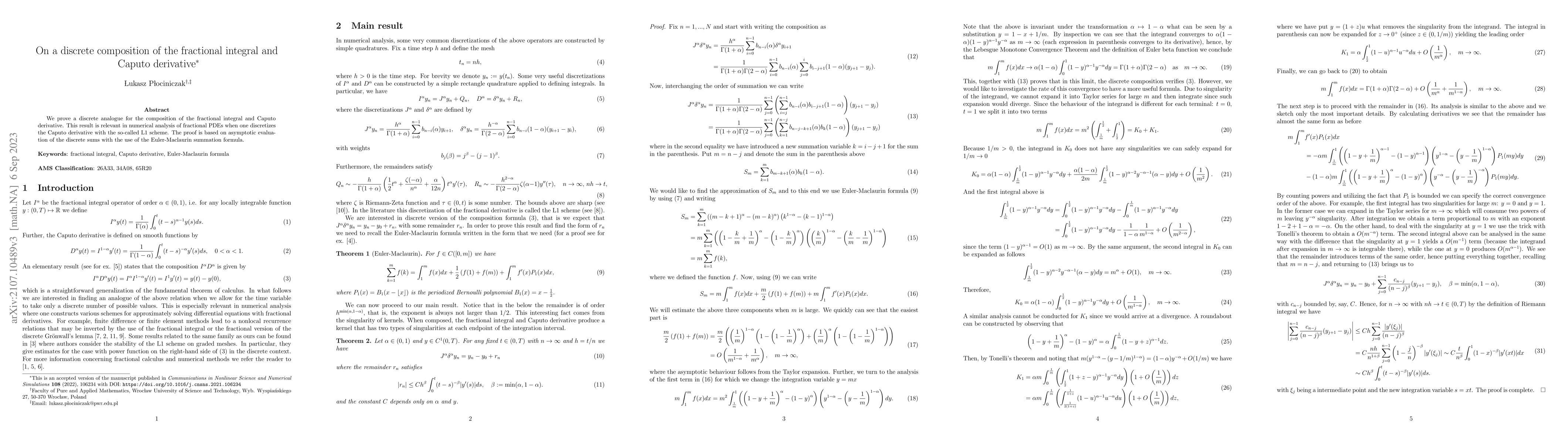 Thumbnail for On a discrete composition of the fractional integral and Caputo
  derivative