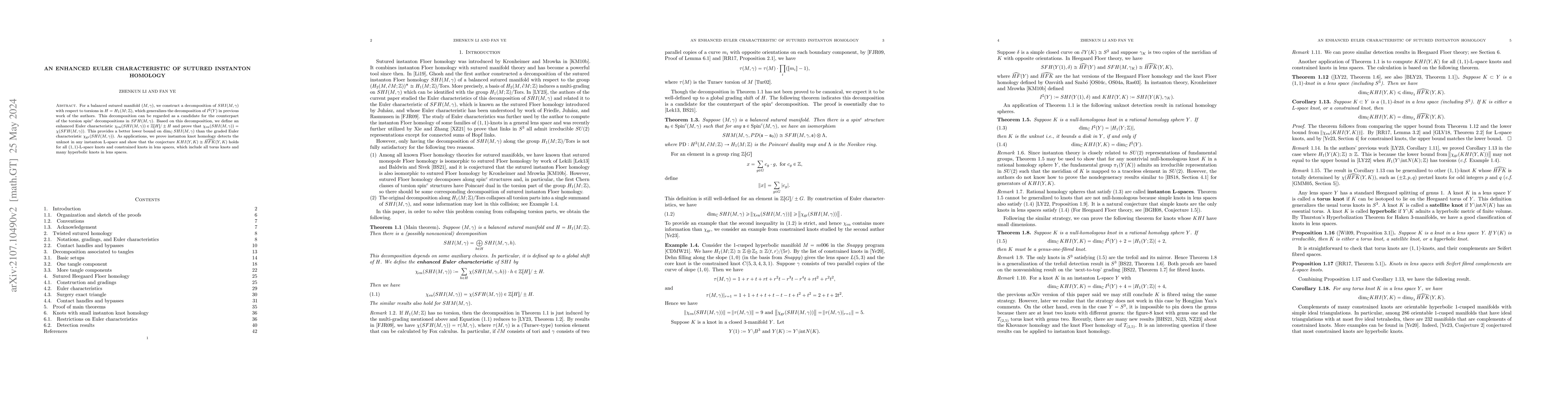 Thumbnail for An enhanced Euler characteristic of sutured instanton homology