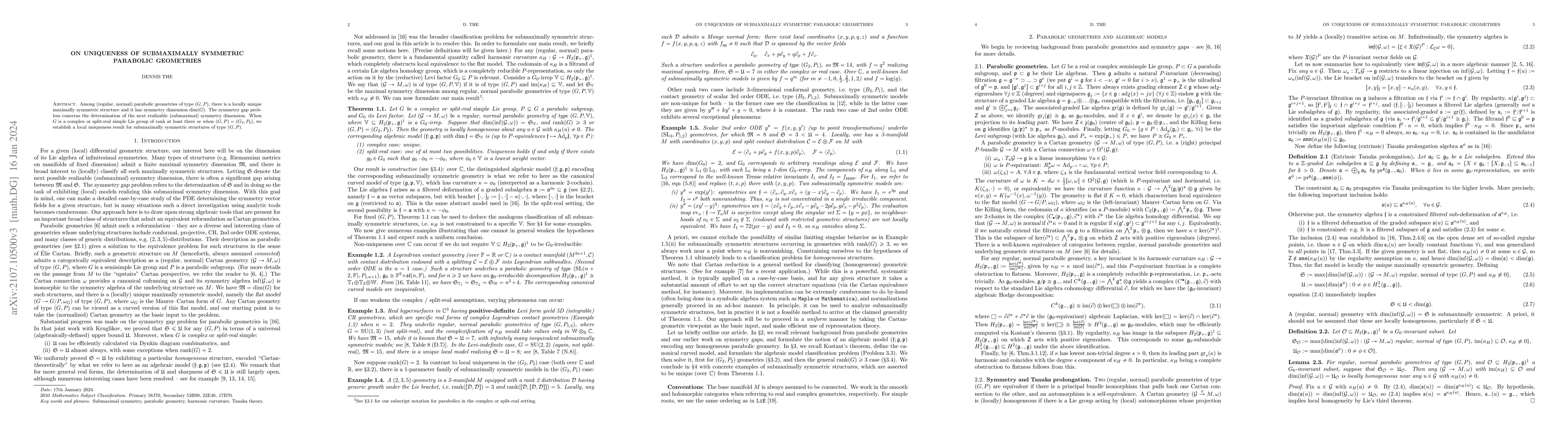 Thumbnail for On uniqueness of submaximally symmetric parabolic geometries