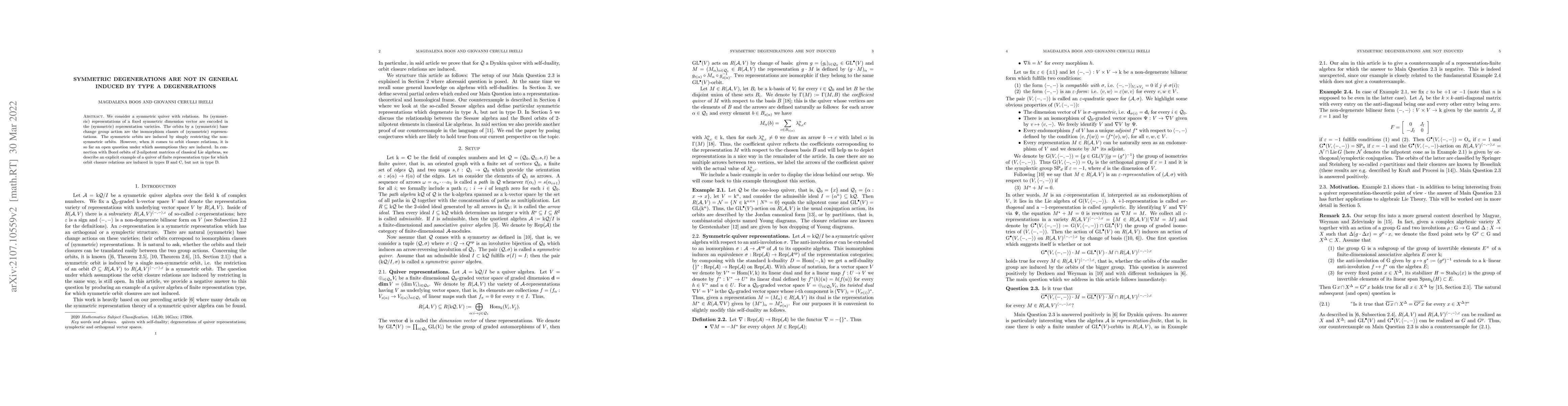 Thumbnail for Symmetric degenerations are not in general induced by type A
  degenerations