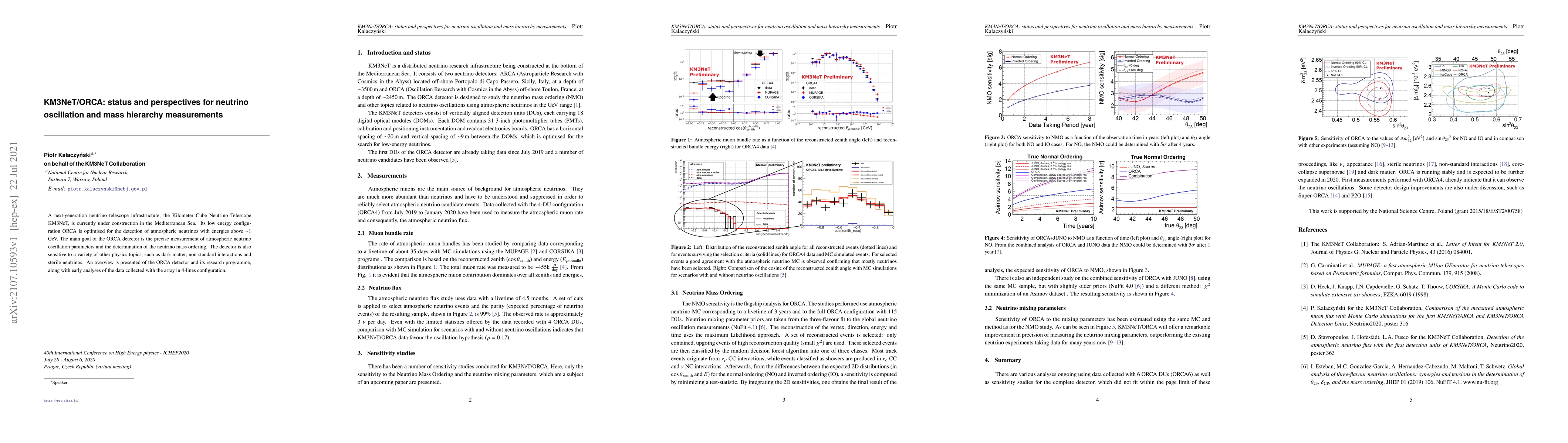 Thumbnail for KM3NeT/ORCA: status and perspectives for neutrino oscillation and mass
  hierarchy measurements