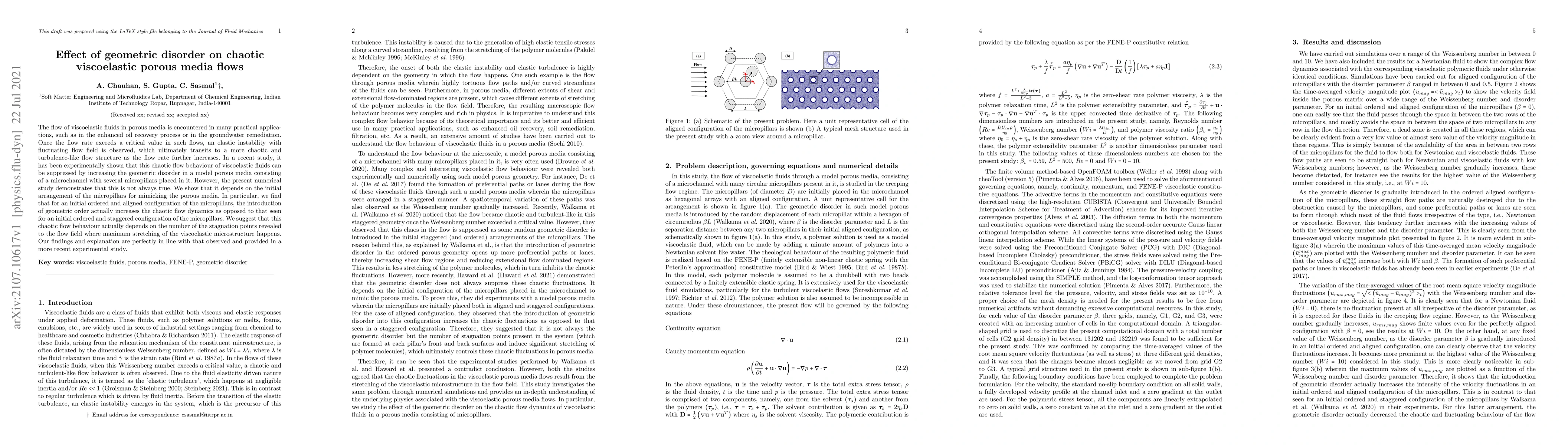 Thumbnail for Effect of geometric disorder on chaotic viscoelastic porous media flows