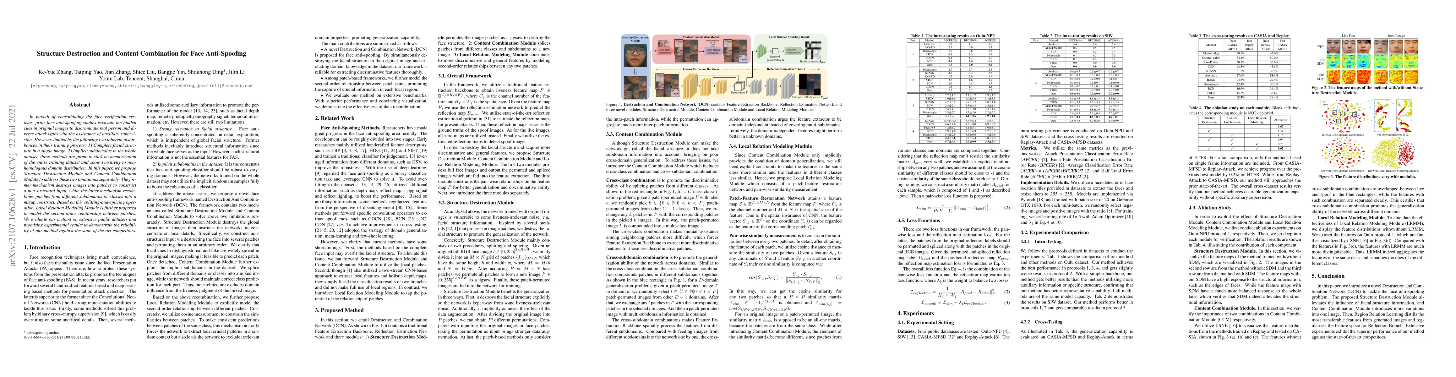 Thumbnail for Structure Destruction and Content Combination for Face Anti-Spoofing