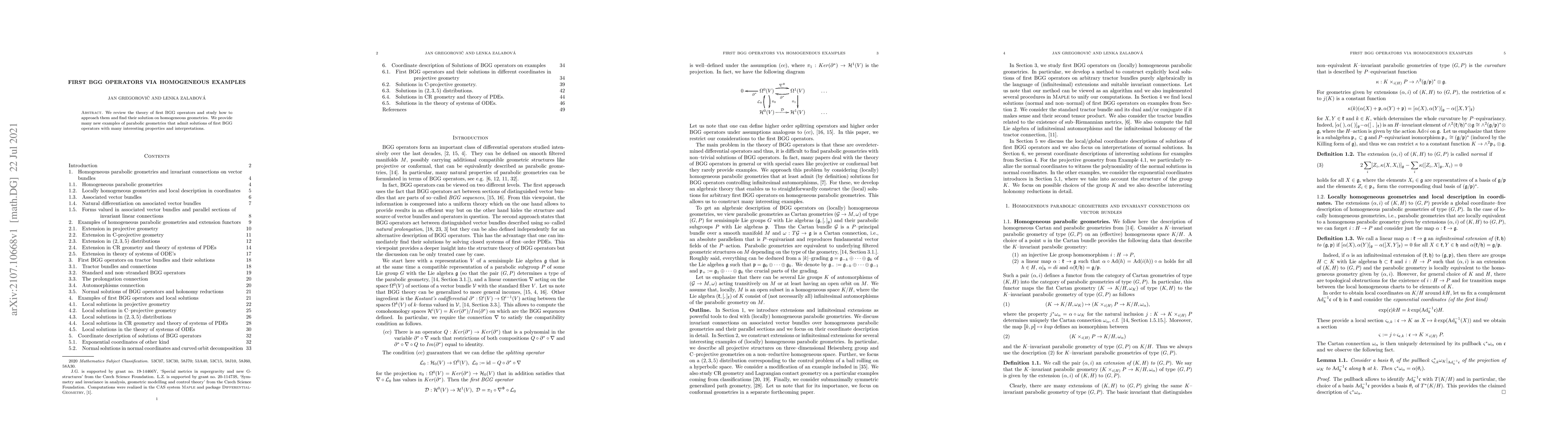 Thumbnail for First BGG operators via homogeneous examples