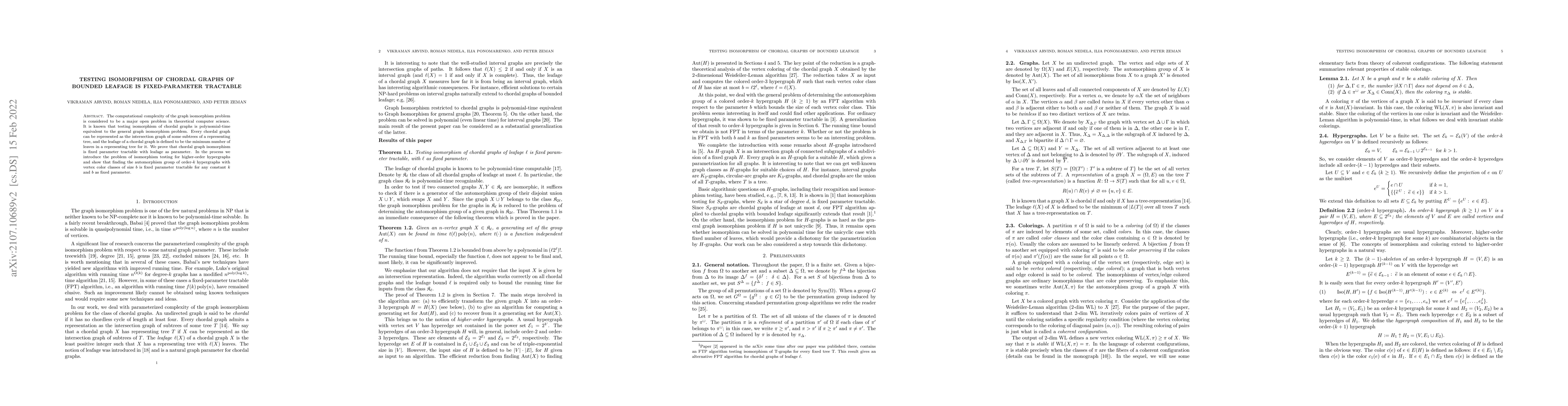 Thumbnail for Testing isomorphism of chordal graphs of bounded leafage is
  fixed-parameter tractable