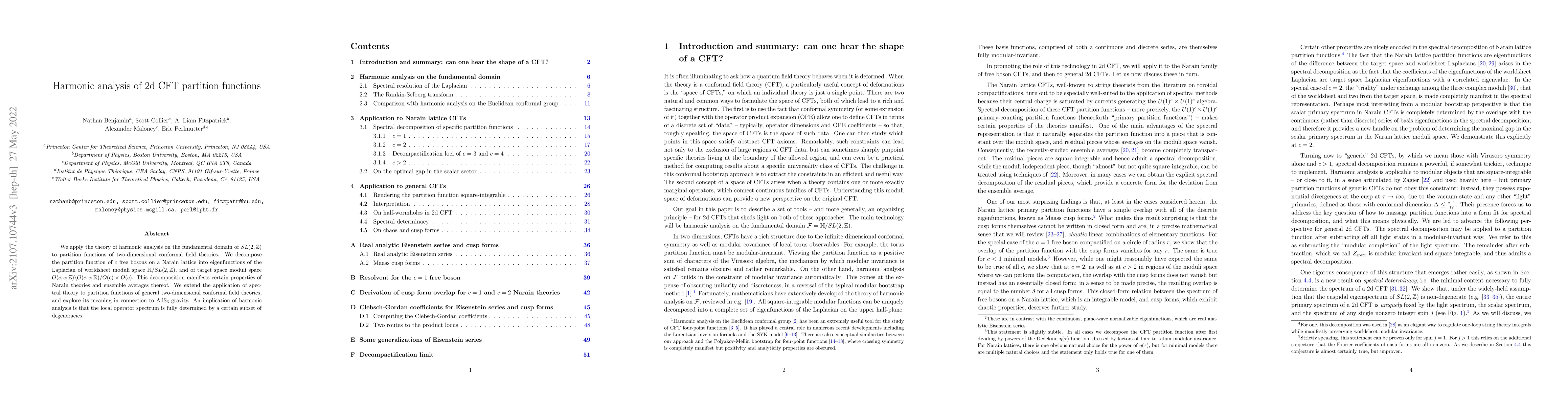Thumbnail for Harmonic analysis of 2d CFT partition functions