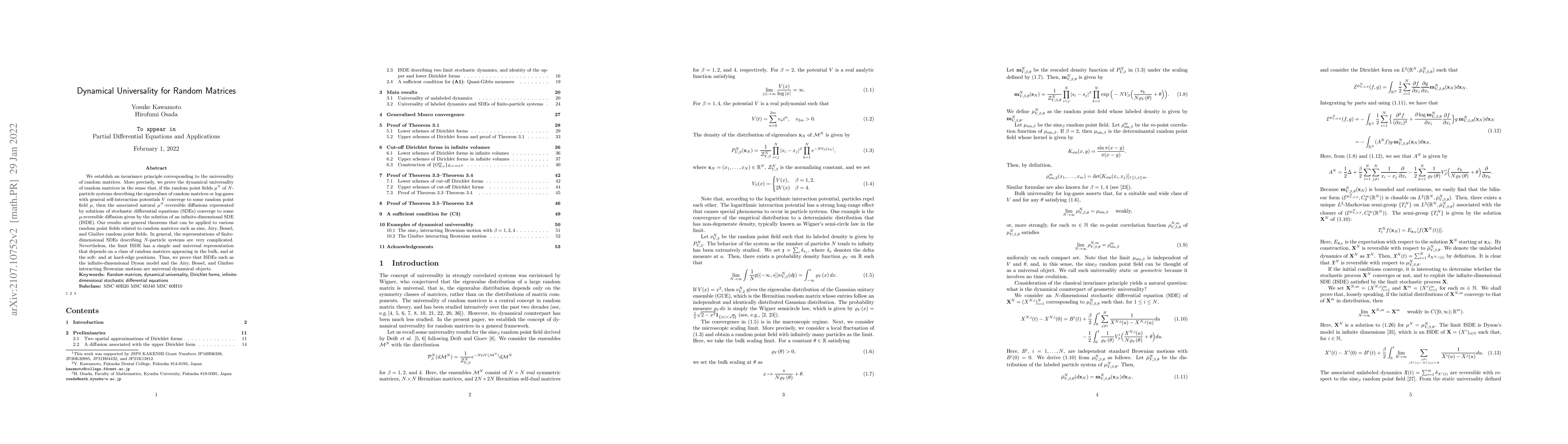Thumbnail for Dynamical Universality for Random Matrices