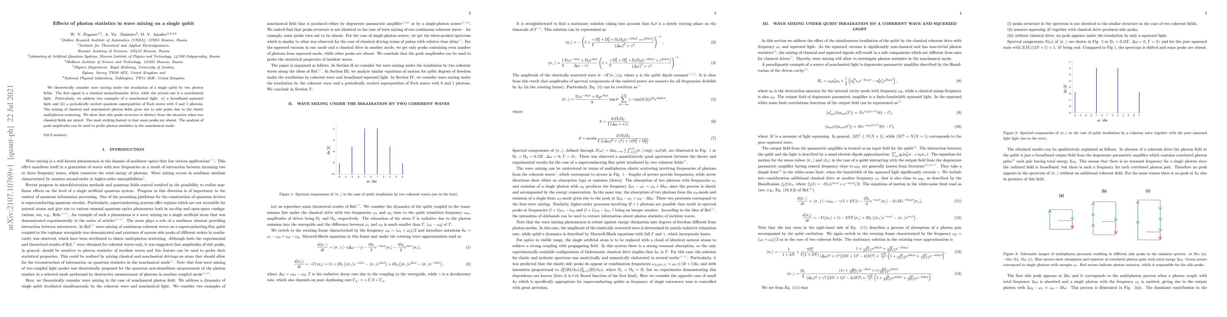 Thumbnail for Effects of photon statistics in wave mixing on a single qubit