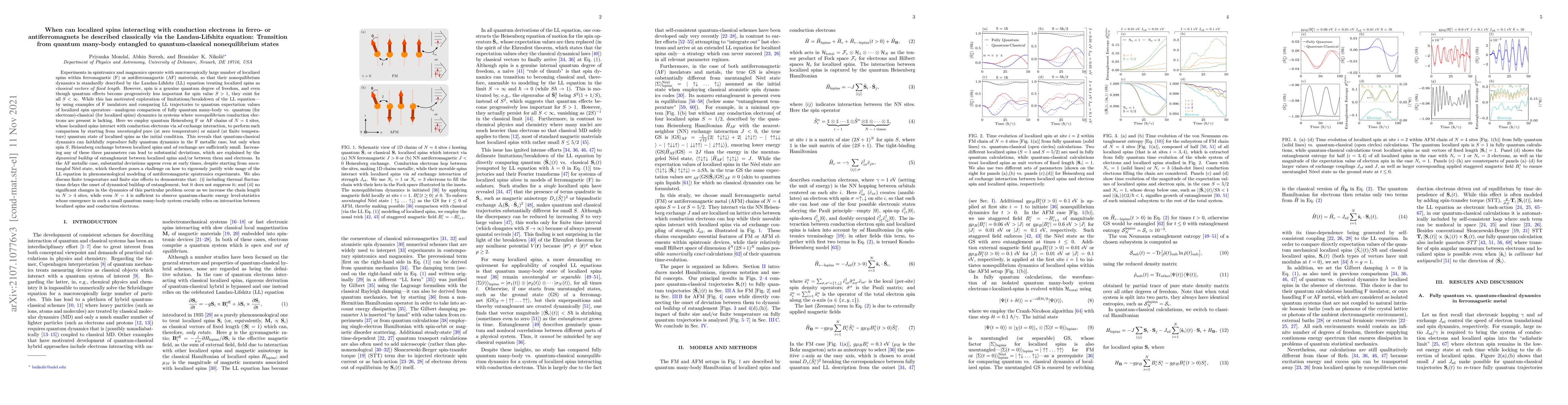 Thumbnail for When can localized spins interacting with conduction electrons in ferro-
  or antiferromagnets be described classically via the Landau-Lifshitz
  equation: Transition from quantum many-body entangled to quantum-classical
  nonequilibrium states