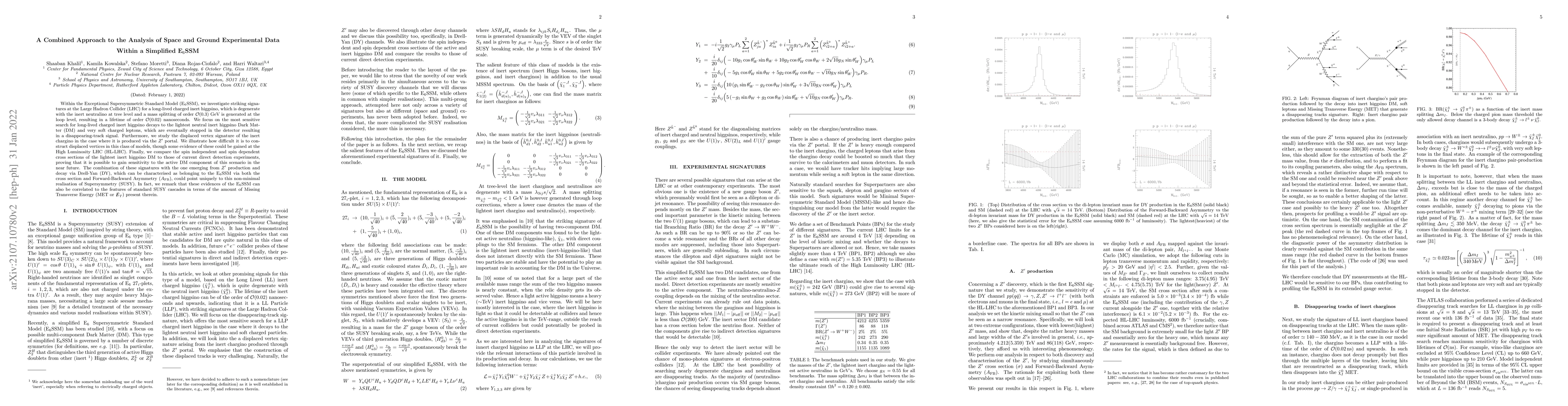 Thumbnail for A combined approach to the analysis of space and ground experimental
  data within a simplified E6SSM