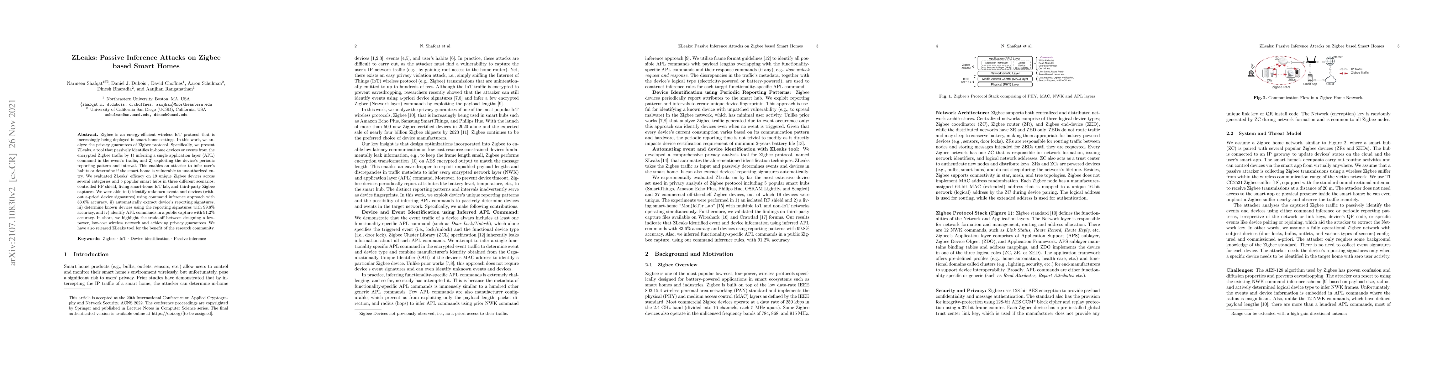 Thumbnail for ZLeaks: Passive Inference Attacks on Zigbee based Smart Homes
