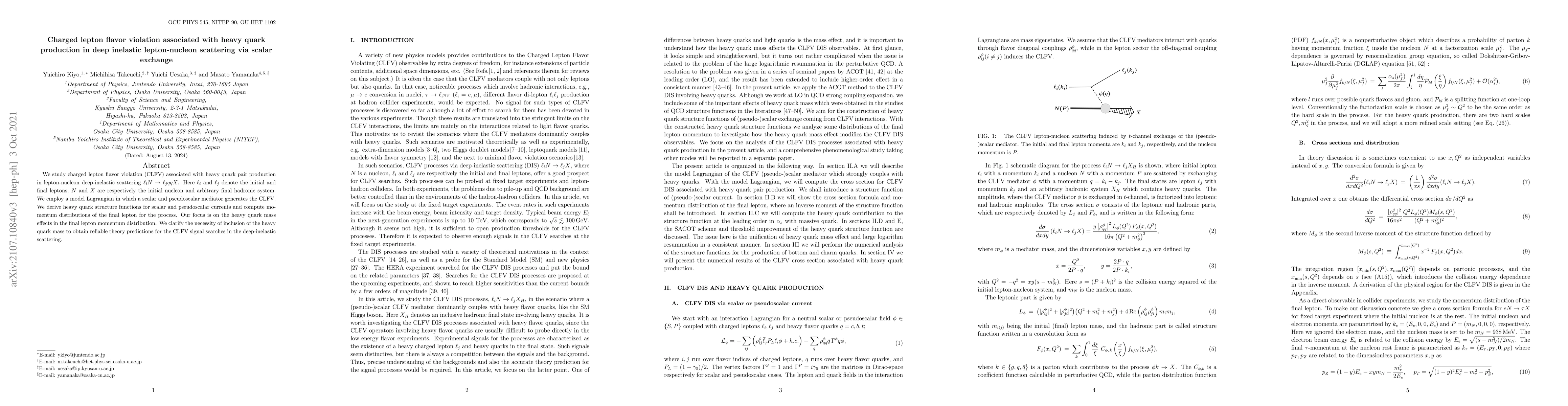 Thumbnail for Charged lepton flavor violation associated with heavy quark production
  in deep inelastic lepton-nucleon scattering via scalar exchange