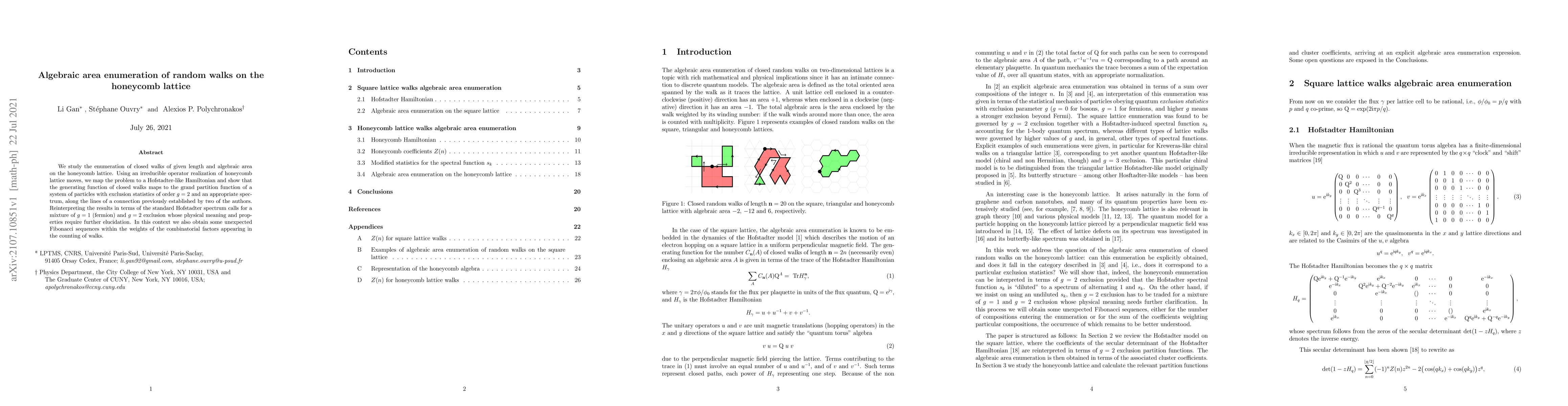 Thumbnail for Algebraic area enumeration of random walks on the honeycomb lattice