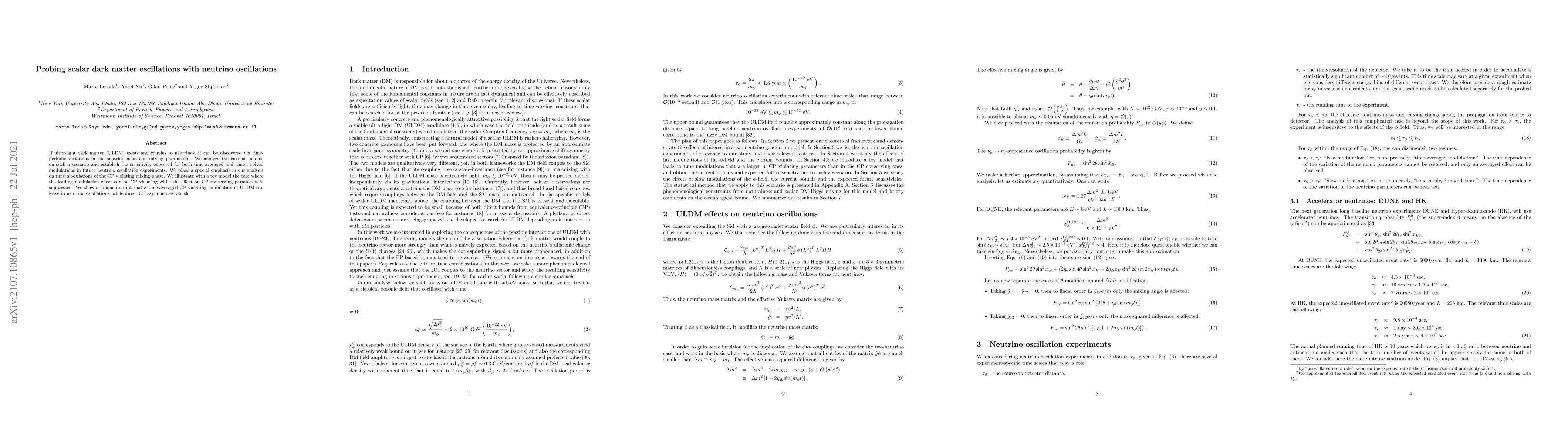 Thumbnail for Probing scalar dark matter oscillations with neutrino oscillations