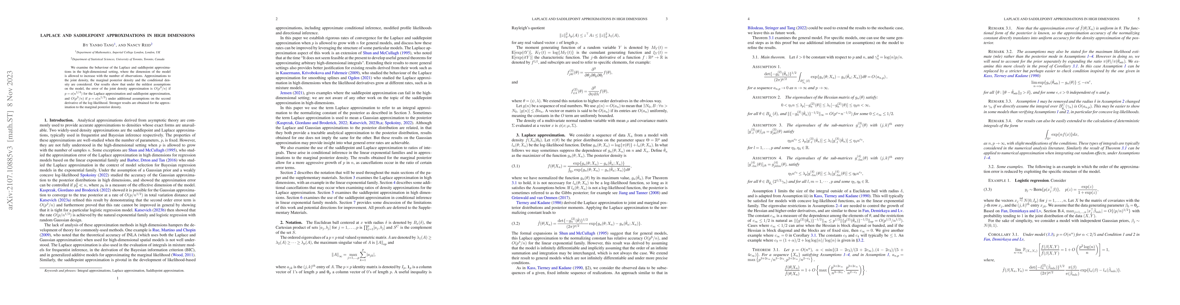 Thumbnail for Laplace and Saddlepoint Approximations in High Dimensions