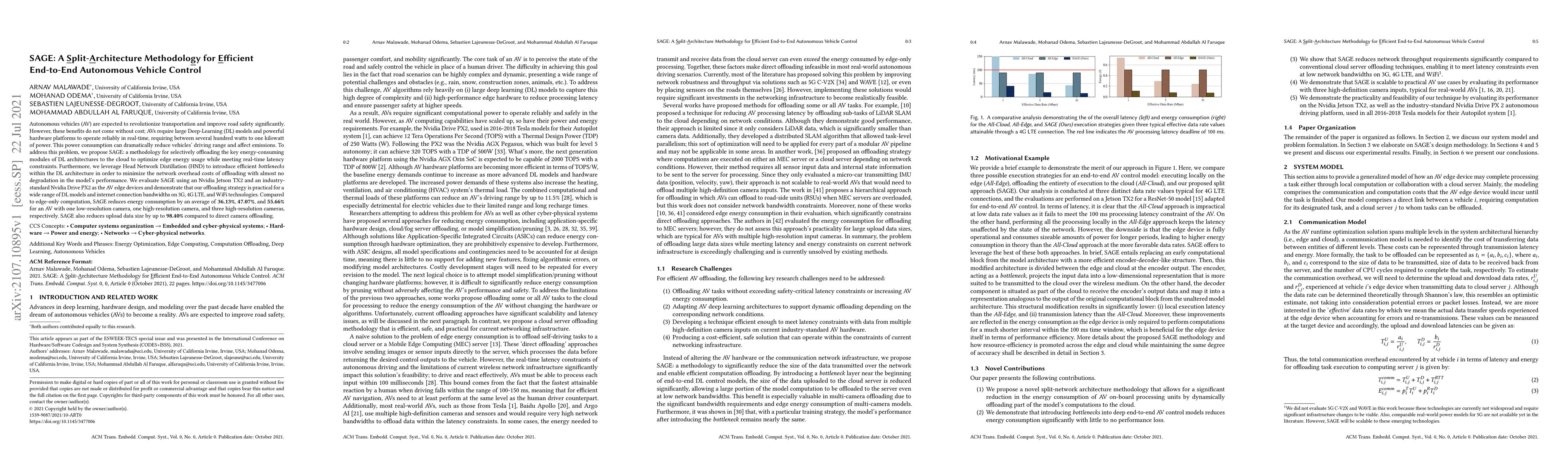 Thumbnail for SAGE: A Split-Architecture Methodology for Efficient End-to-End
  Autonomous Vehicle Control