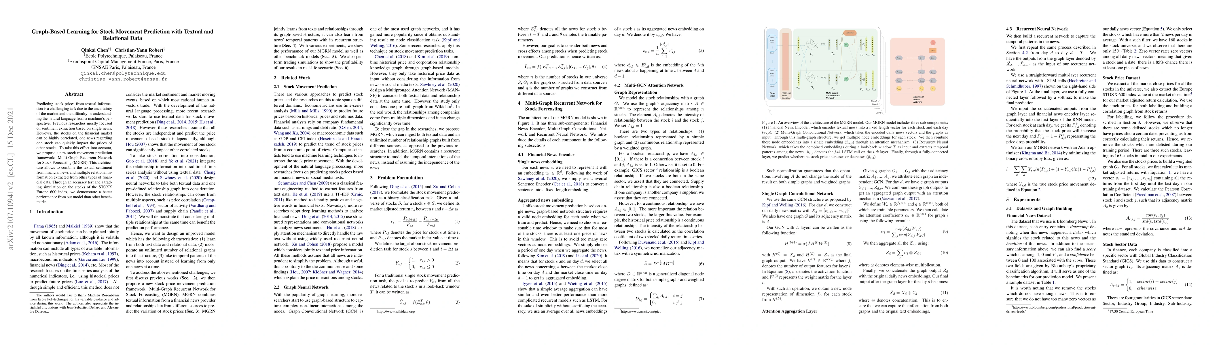 Thumbnail for Graph-Based Learning for Stock Movement Prediction with Textual and
  Relational Data