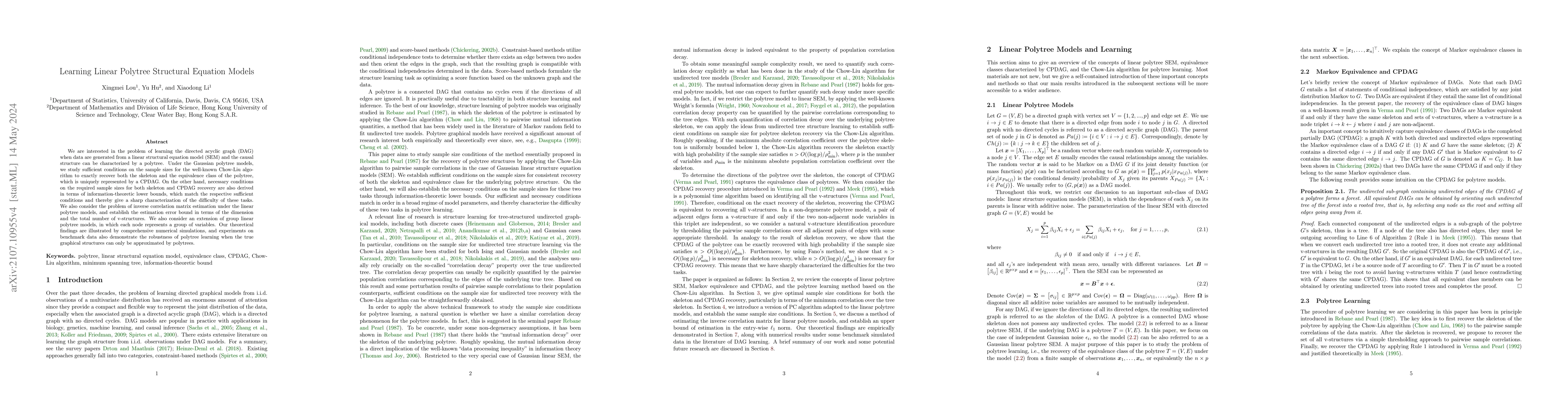 Thumbnail for Learning Linear Polytree Structural Equation Models