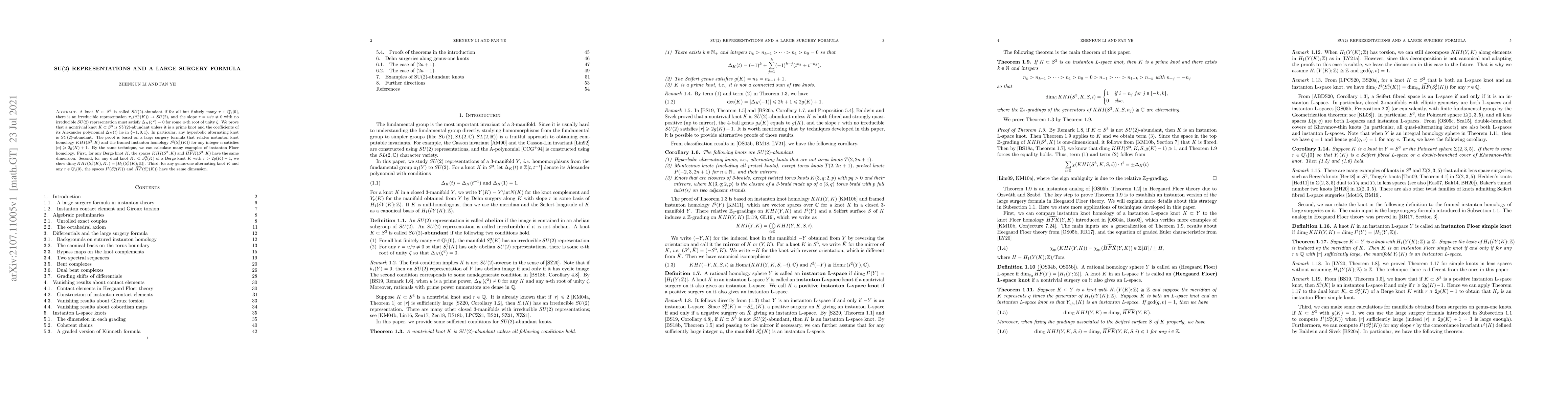Thumbnail for SU(2) representations and a large surgery formula