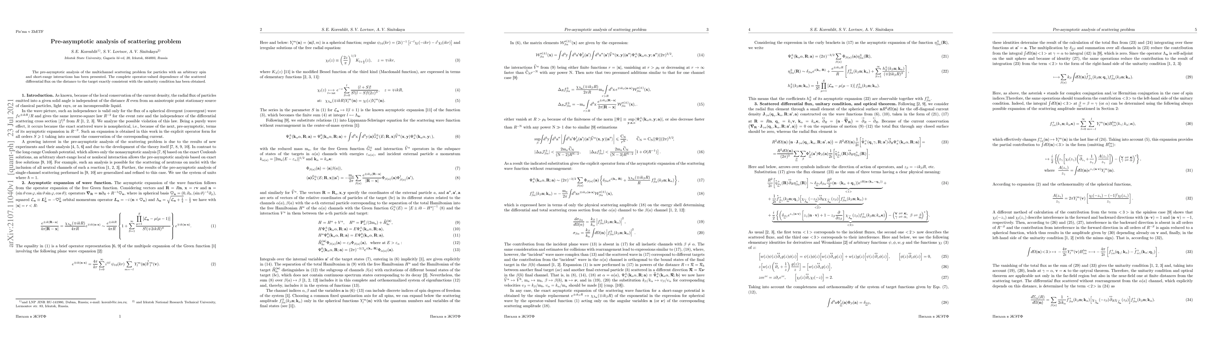 Thumbnail for Pre-asymptotic analysis of scattering problem