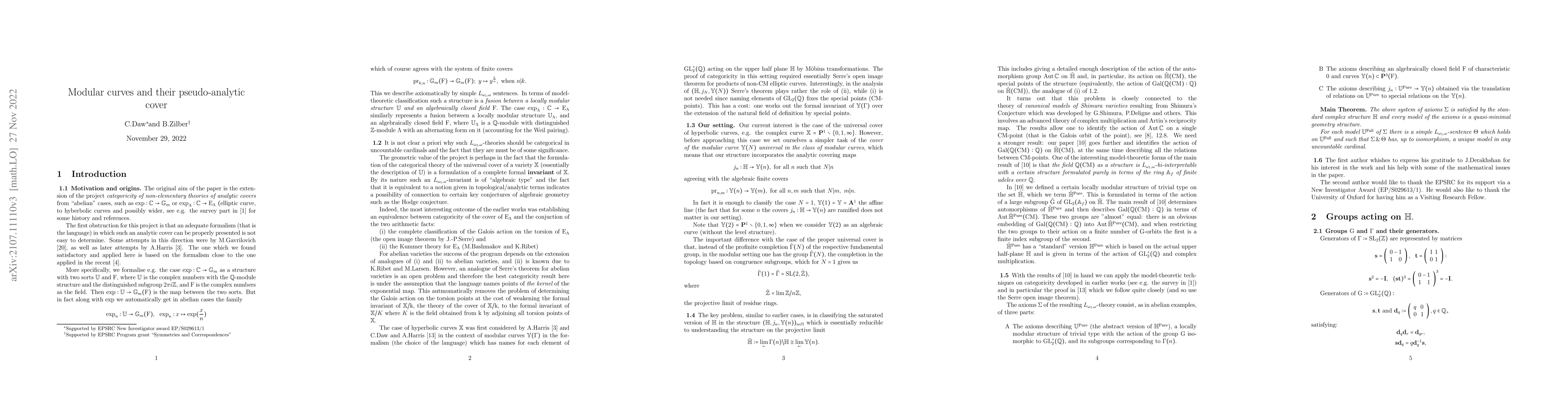 Thumbnail for Modular curves and their pseudo-analytic cover