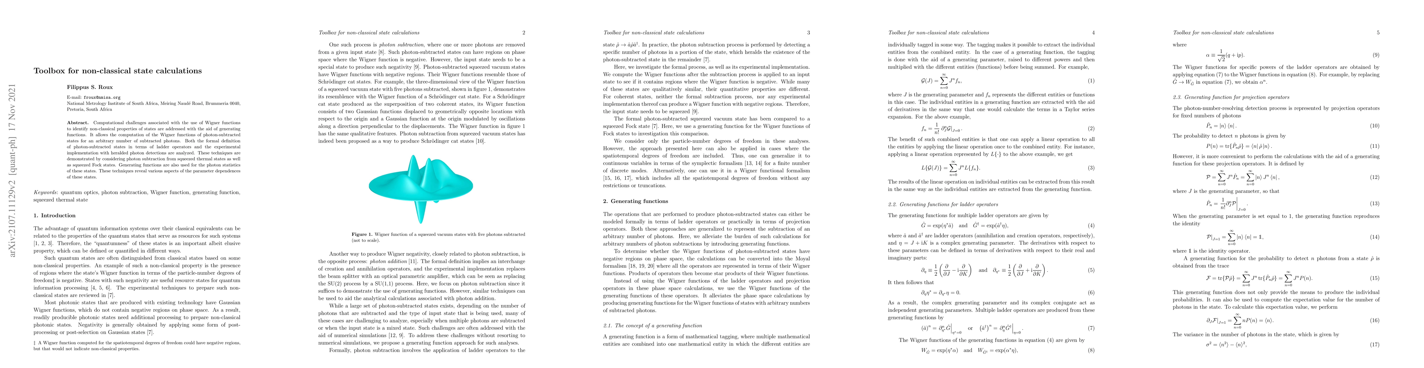 Thumbnail for Toolbox for non-classical state calculations