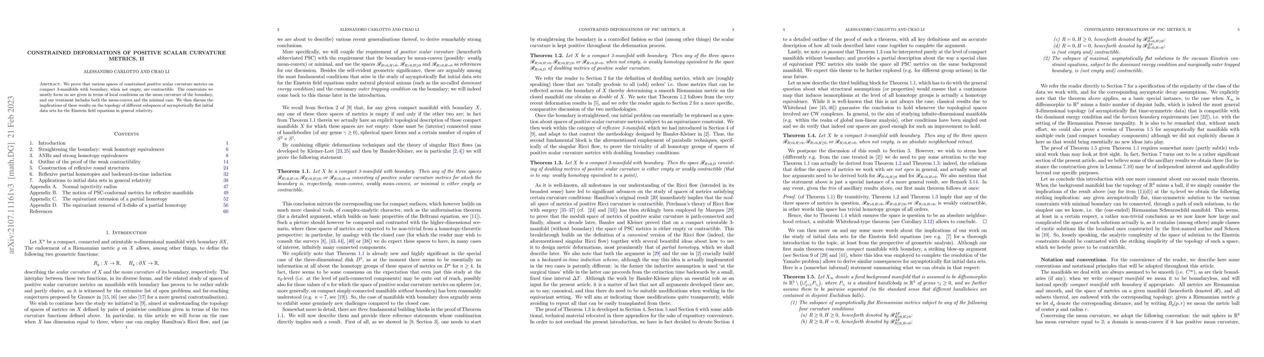 Thumbnail for Constrained deformations of positive scalar curvature metrics, II