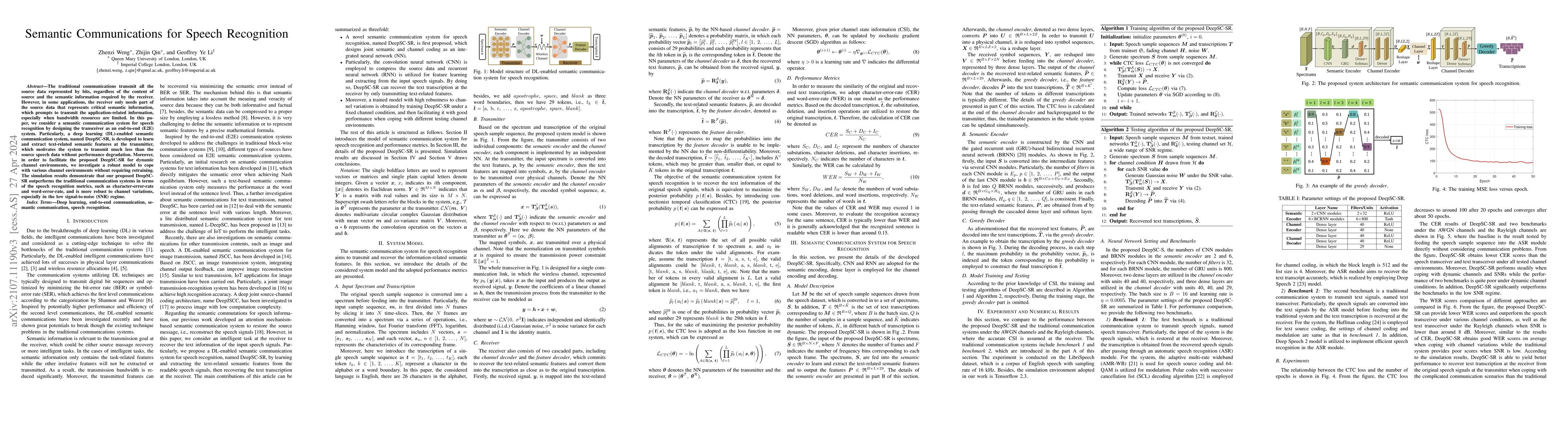 Thumbnail for Semantic Communications for Speech Recognition