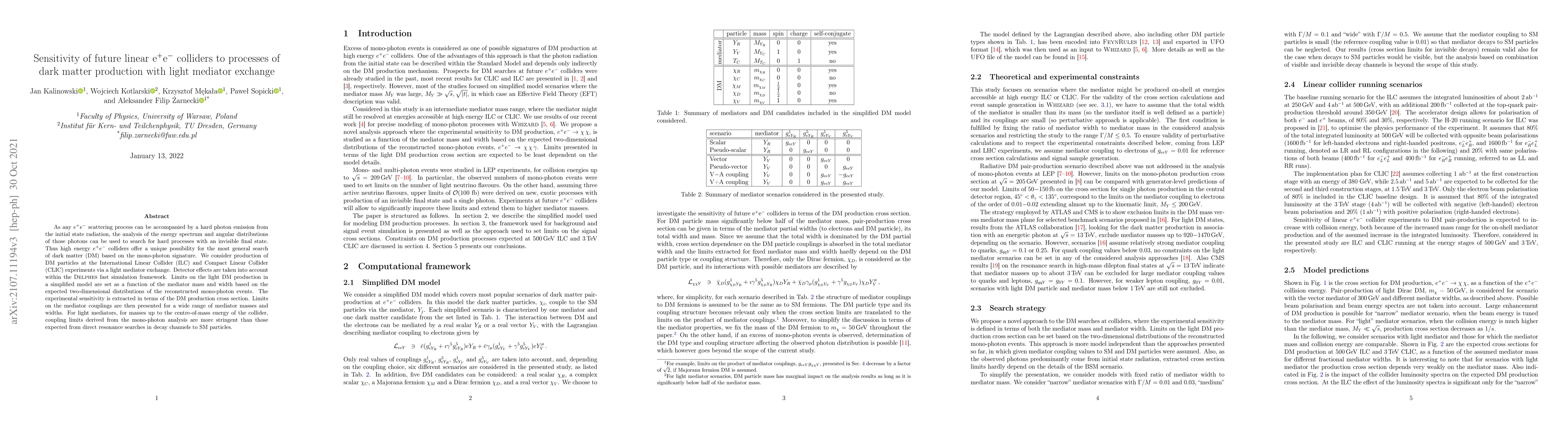 Thumbnail for Sensitivity of future linear $e^+e^-$ colliders to processes of dark
  matter production with light mediator exchange