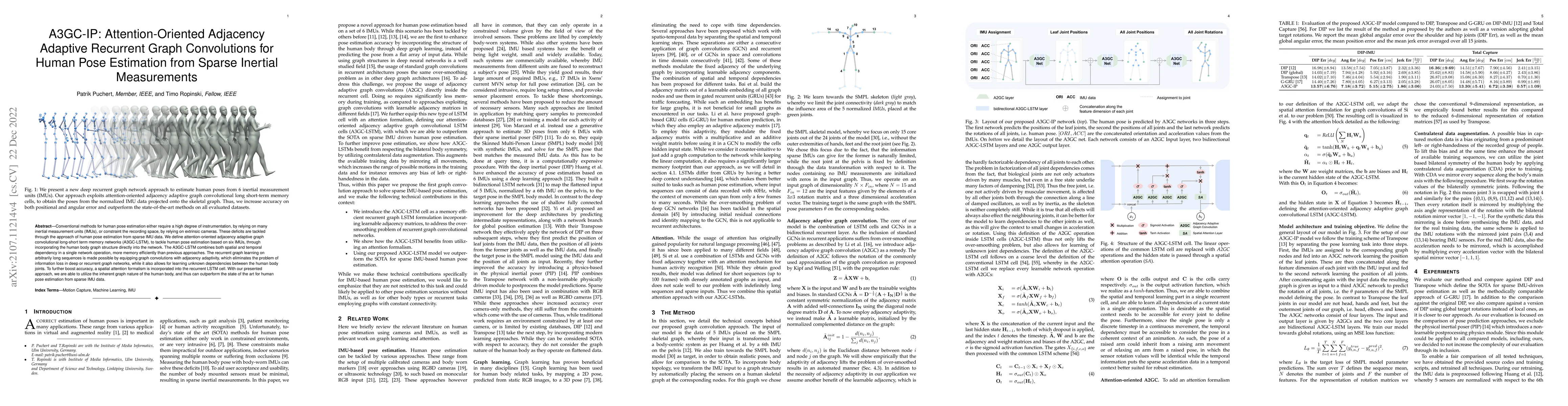 Thumbnail for A3GC-IP: Attention-Oriented Adjacency Adaptive Recurrent Graph
  Convolutions for Human Pose Estimation from Sparse Inertial Measurements