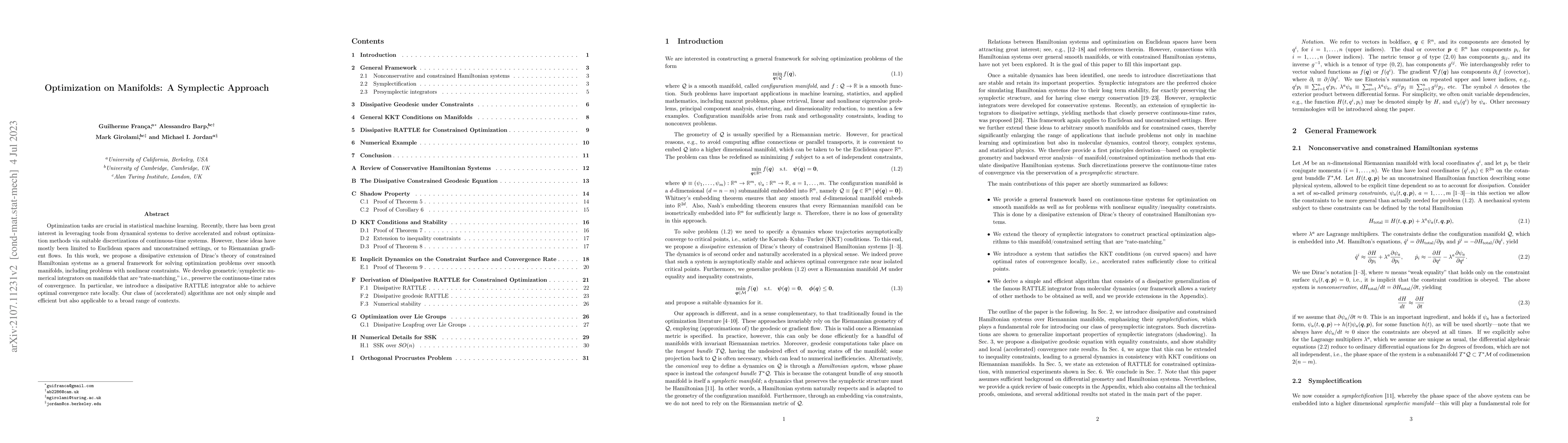 Thumbnail for Optimization on manifolds: A symplectic approach