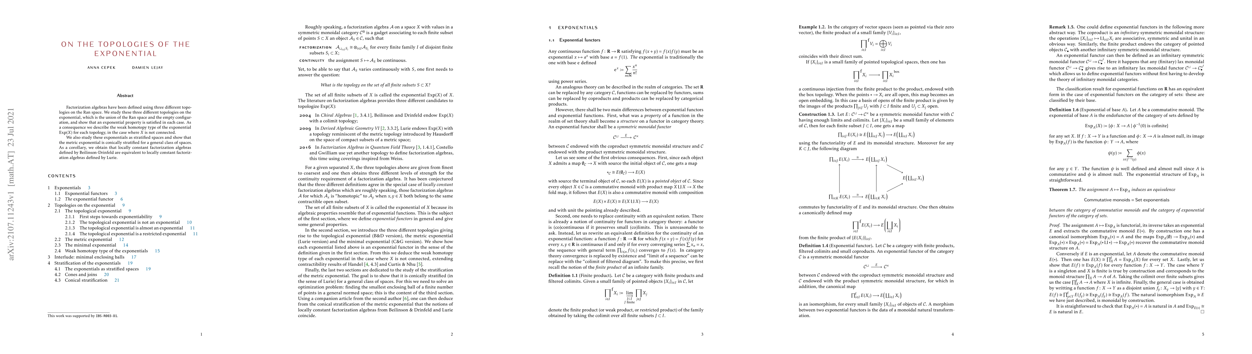 Thumbnail for On the topologies of the exponential