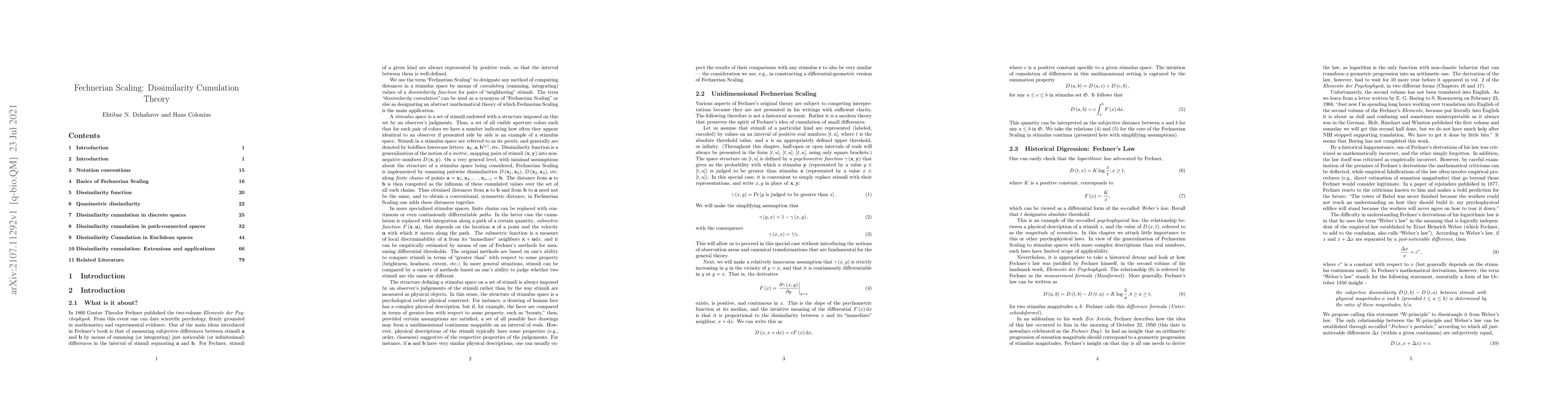 Thumbnail for Fechnerian Scaling: Dissimilarity Cumulation Theory