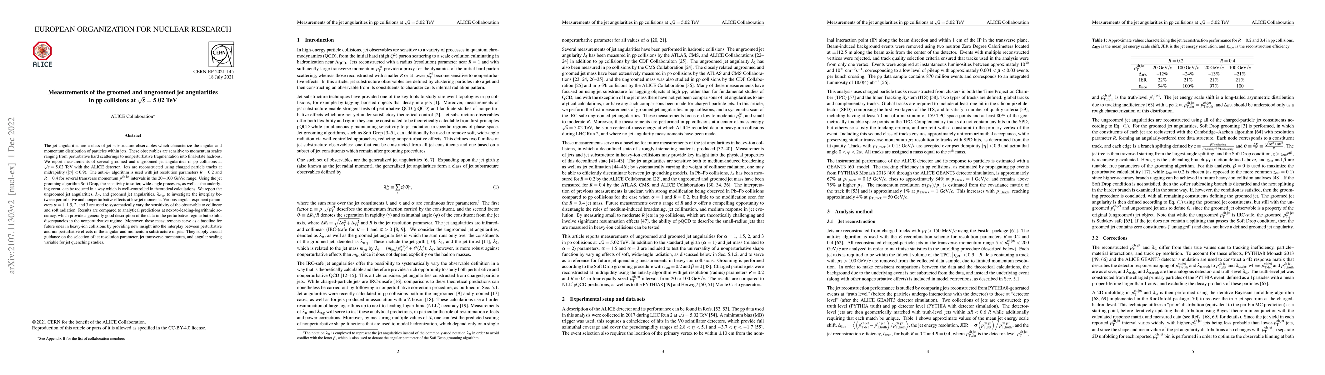 Thumbnail for Measurements of the groomed and ungroomed jet angularities in pp
  collisions at $\sqrt{s} = 5.02$ TeV