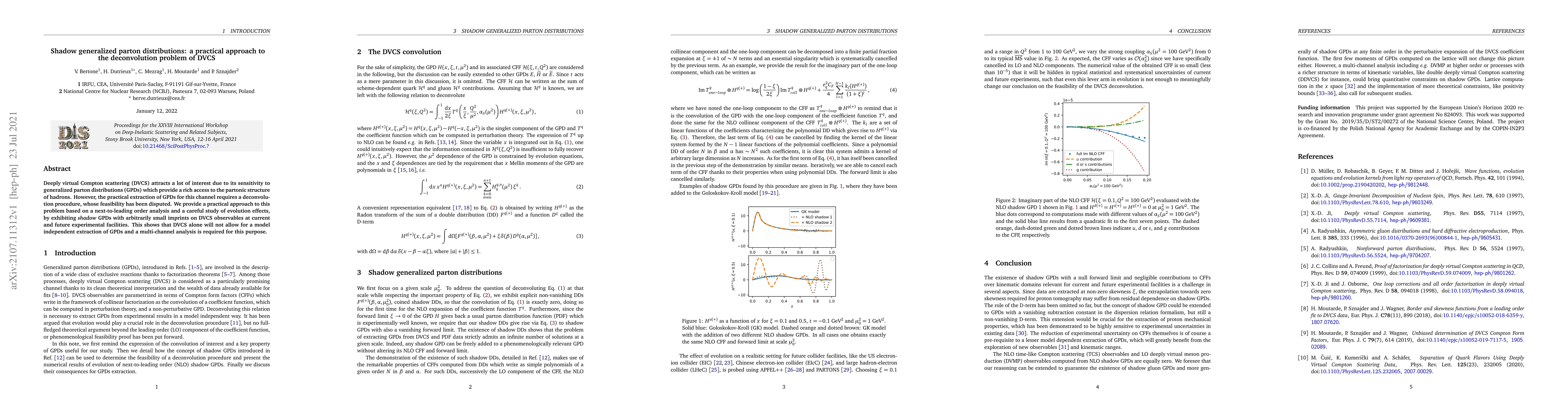 Thumbnail for Shadow generalized parton distributions: a practical approach to the
  deconvolution problem of DVCS