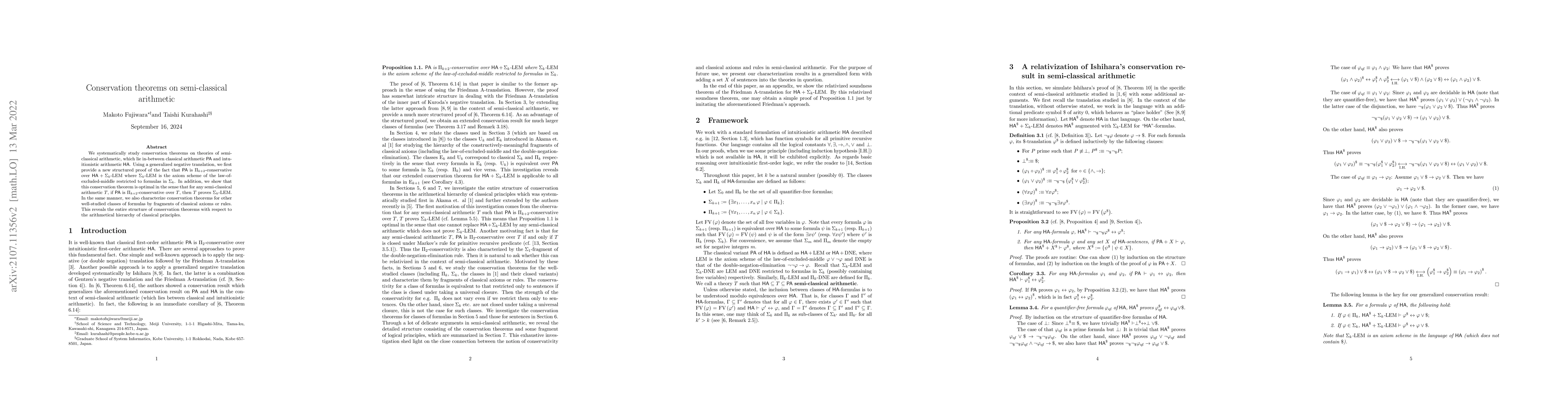Thumbnail for Conservation theorems on semi-classical arithmetic