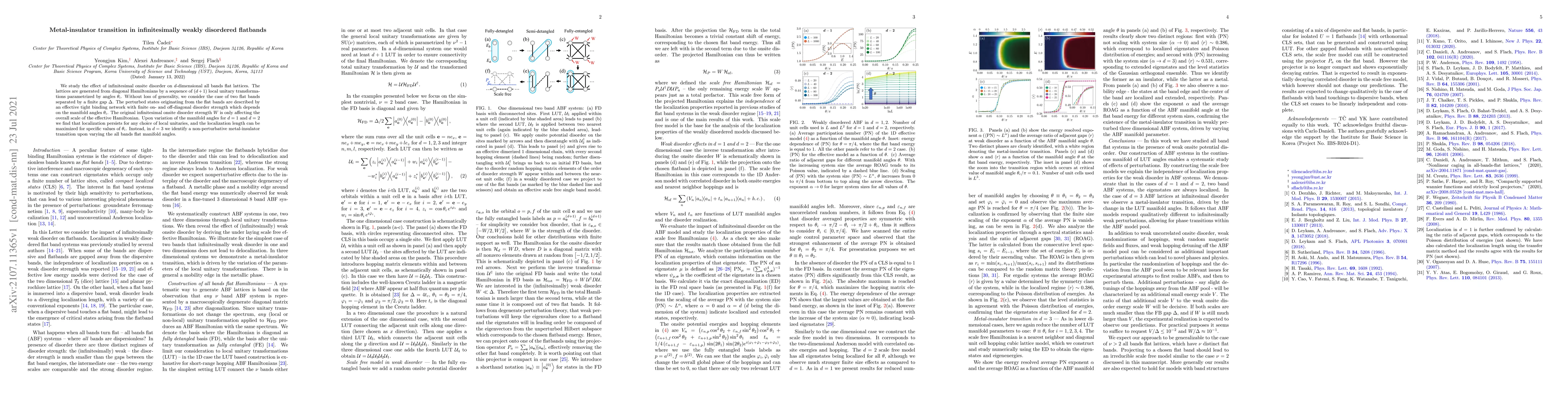Thumbnail for Metal-insulator transition in infinitesimally weakly disordered
  flatbands