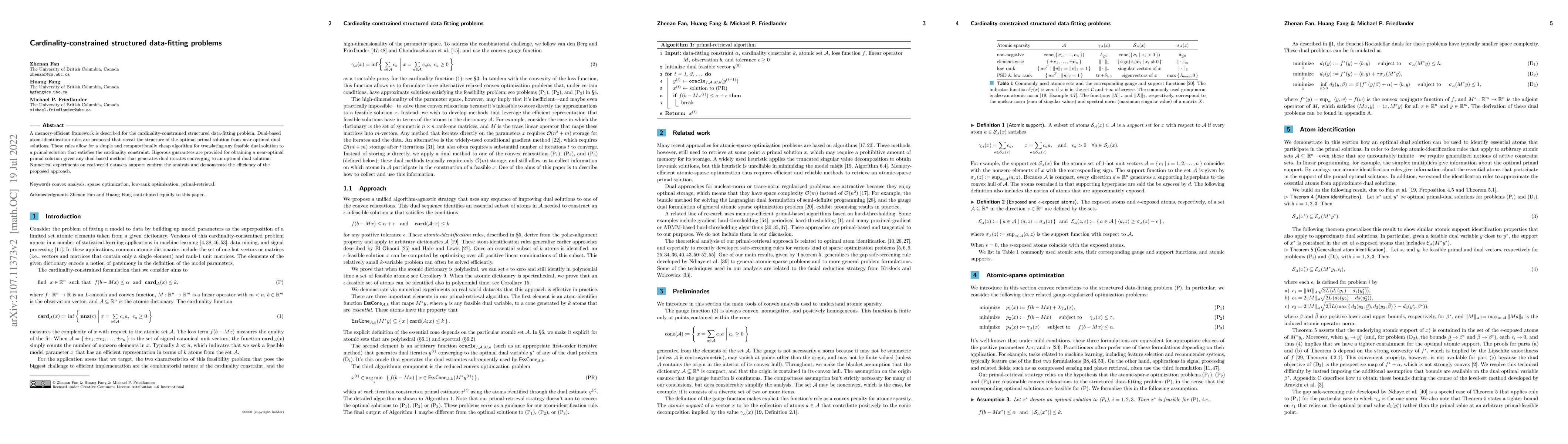 Thumbnail for Cardinality-constrained structured data-fitting problems