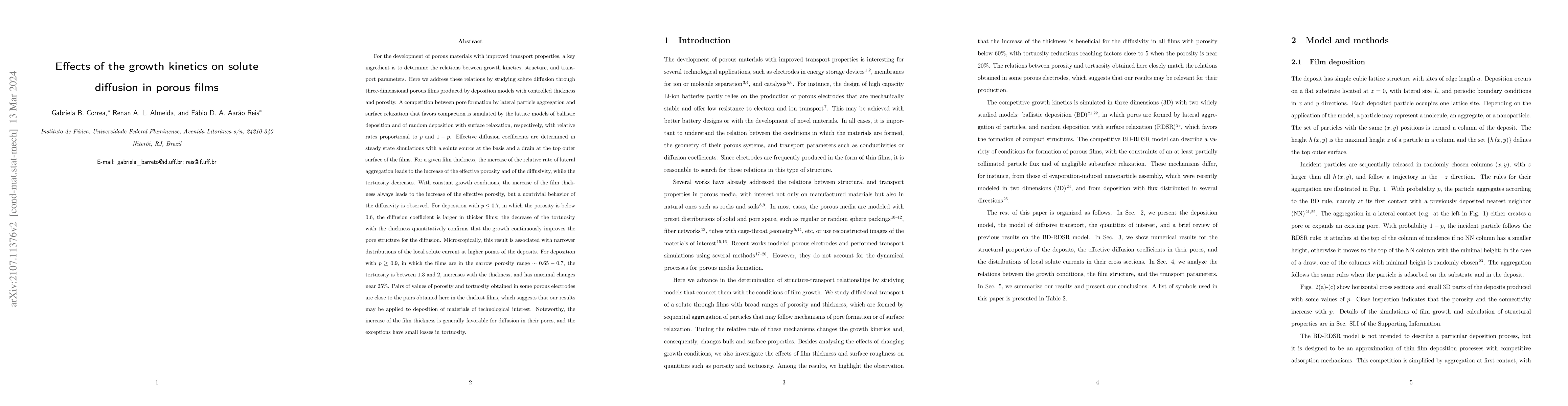 Thumbnail for Effects of the growth kinetics on solute diffusion in porous films