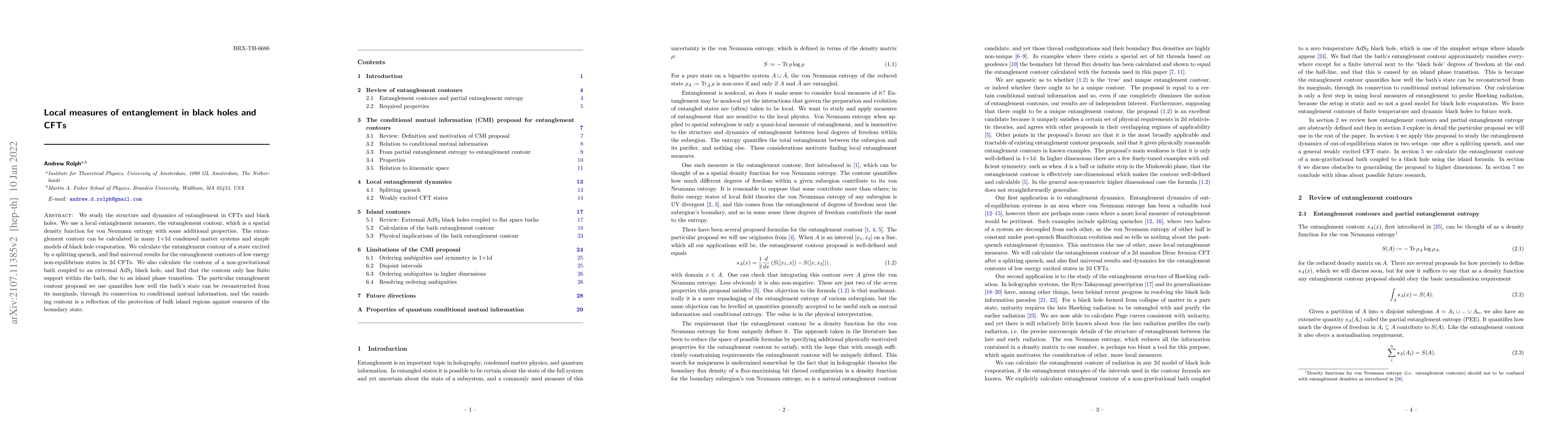 Thumbnail for Local measures of entanglement in black holes and CFTs
