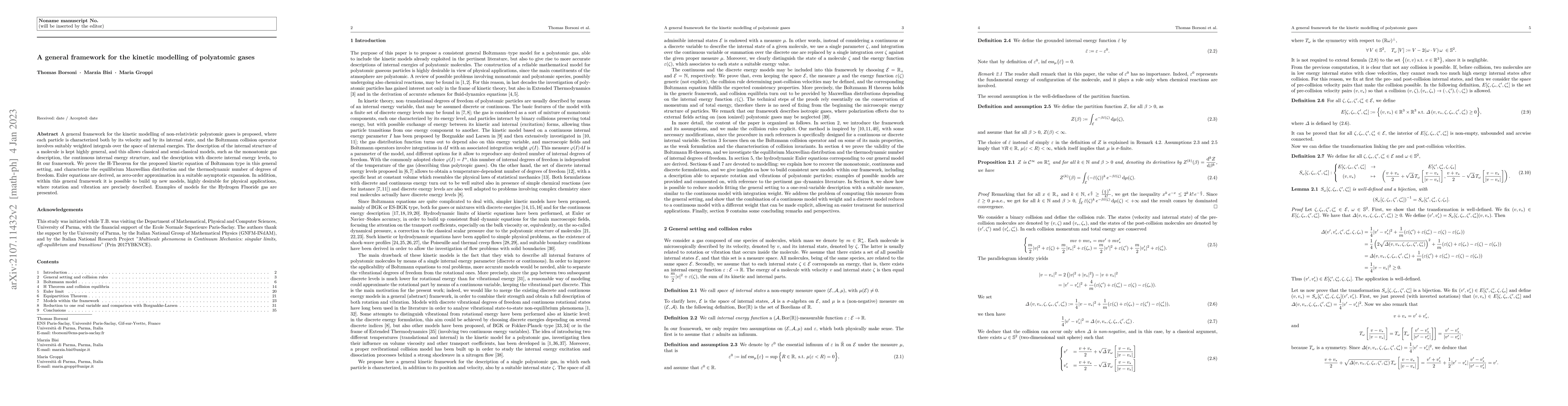 Thumbnail for A general framework for the kinetic modeling of polyatomic gases