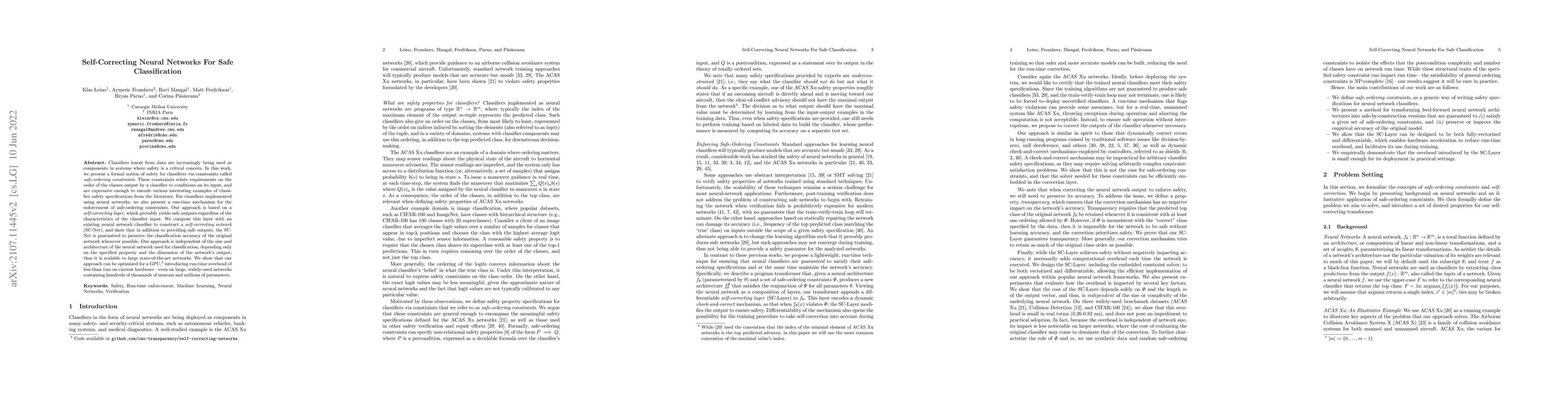 Thumbnail for Self-Correcting Neural Networks For Safe Classification