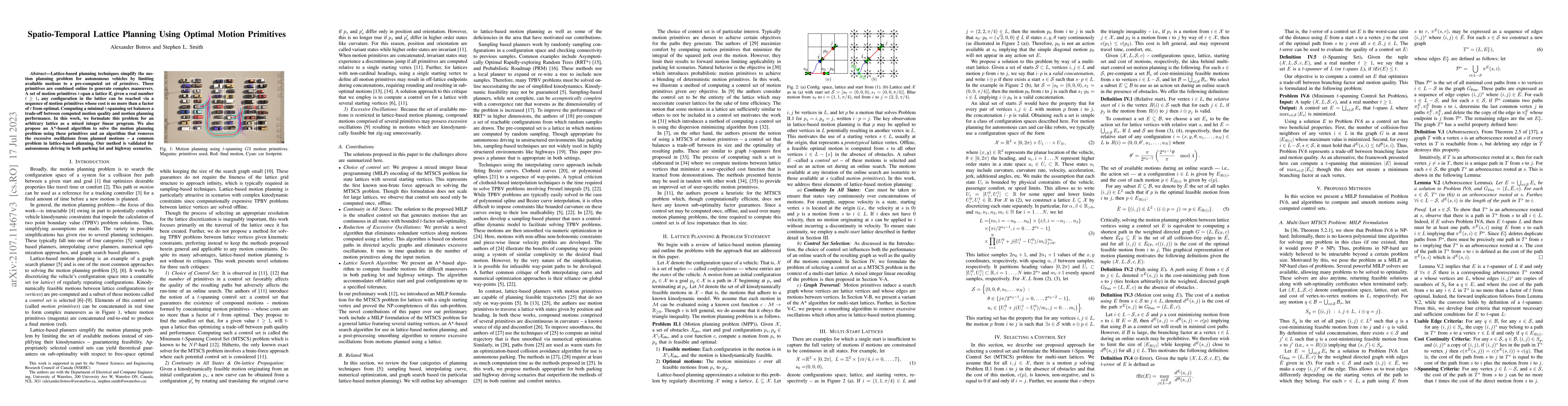 Thumbnail for Spatio-Temporal Lattice Planning Using Optimal Motion Primitives