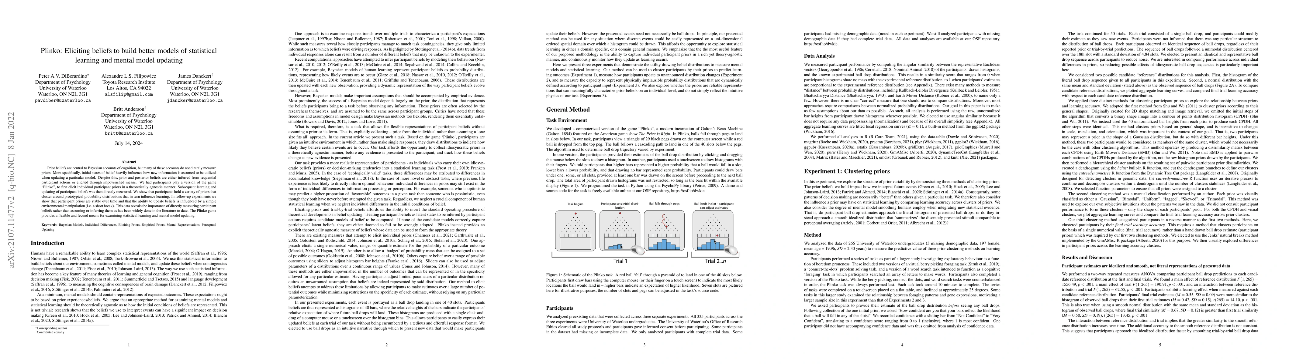 Thumbnail for Plinko: Eliciting beliefs to build better models of statistical learning
  and mental model updating